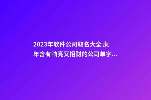 2023年软件公司取名大全 虎年含有响亮又招财的公司单字的字-名学网-第1张-公司起名-玄机派